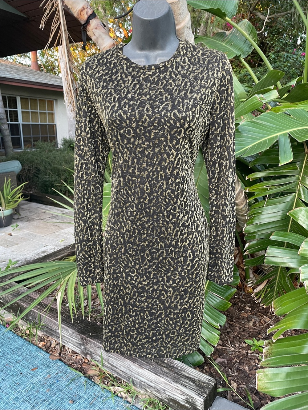 Gold leopard print Bodycon Dress